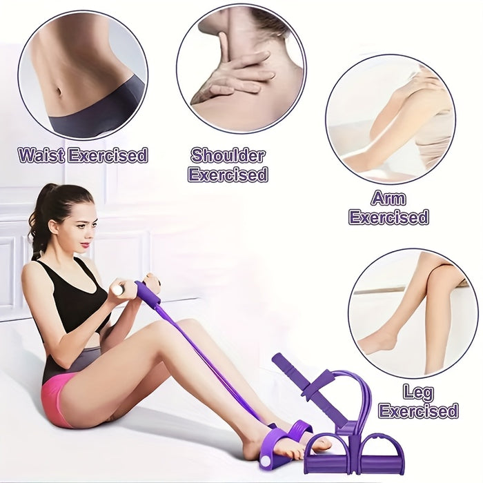 4-Tube Pedal Resistance Band – Full Body Home Workout & Muscle Toning Trainer