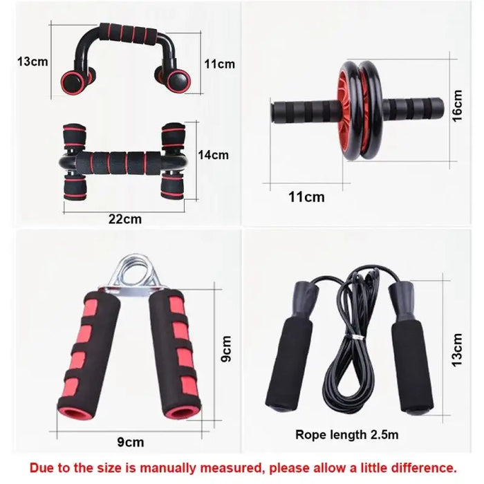 7in1 Abdominal Wheel Ab Roller Resistance Bands Push-Up Bar Jump Rope Grip Strength Exercise Home Gym Fitness Muscle Trainer