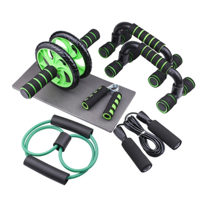 7in1 Abdominal Wheel Ab Roller Resistance Bands Push-Up Bar Jump Rope Grip Strength Exercise Home Gym Fitness Muscle Trainer