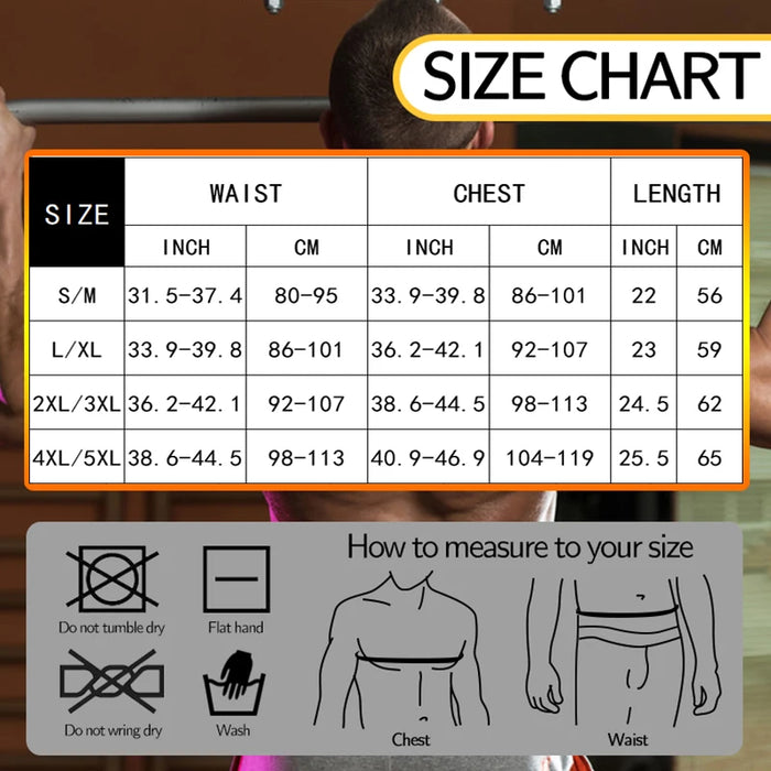 Men Sauna Sweat Vest Waist Trainer Corset Zipper Fitness Tank Top Slimming Body Shaper Compression Shirt Weight Loss Thermo Belt