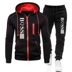 Men's Autumn Tracksuit Set – 2 Piece Jogging & Fitness Suit featuring a hooded jacket and sweatpants.