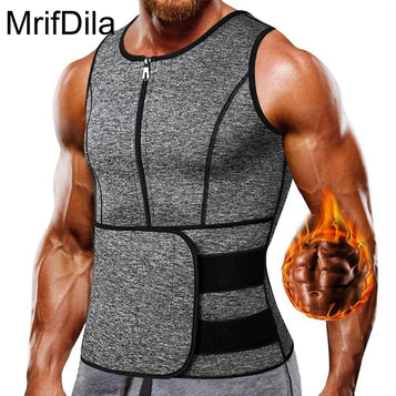 MrifDila Sweating Sauna Vest for Waist Trainer Men's Zipper Neoprene Tank Top Adjustable Sauna Workout Zipper Suit Body Shaper