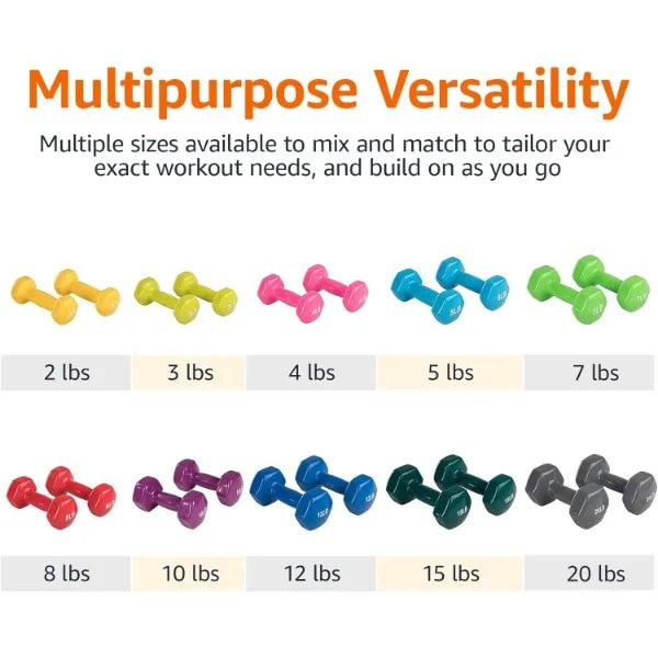Amazon Basics Vinyl Coated Hexagon Workout Dumbbell Hand Weight, Set of 2