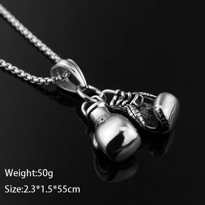 2023 new vintage fitness boxing gloves titanium steel necklace punk pendant car suspension pendant decoration
