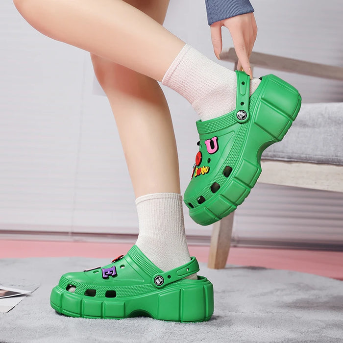 Summer Women Slippers 6cm Platform Sandals Outdoor Clogs Street Beach Slippers Massage Indoor Home Bathroom Slides Flip Flops 43