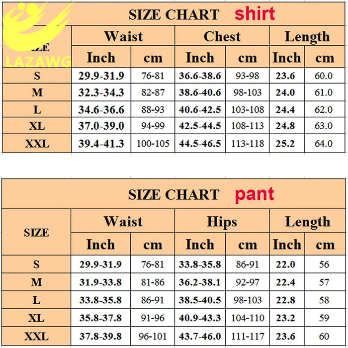 LAZAWG Slim Sets Sauna Suit for Men Hot Sweat Vest Fitness Workout Sauna Shirts Neoprene Gym Waist Trainer Top Body Shaper Pant