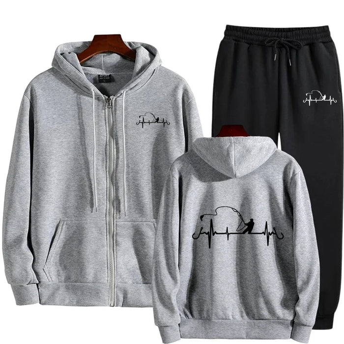 "Men's Tracksuit Sweatshirt – Zip Up Hoodie & Sportswear Pants"