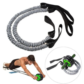 2Pcs Tpr Roller Pull Rope Stretchable Waist Abdominal Exercise Fitness Resistance Bands Slimming Trainer