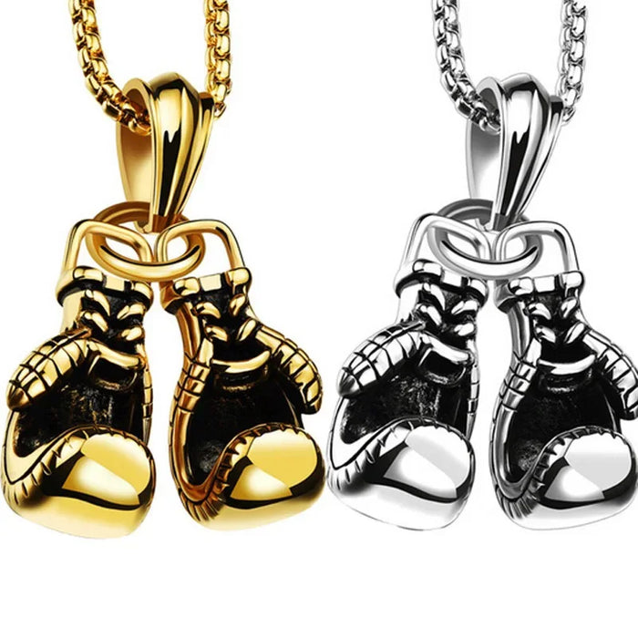 2023 new vintage fitness boxing gloves titanium steel necklace punk pendant car suspension pendant decoration