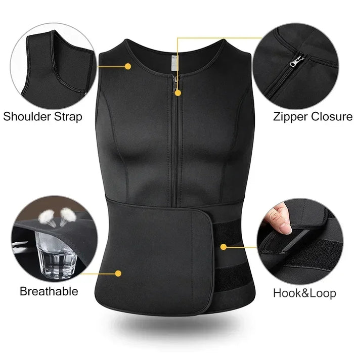 Tank Trainer Shirt Men Fat Sauna Vest Waist Sweat Workout Shaper Body Burner Tops Undershirt Shapewear Slimming Compression