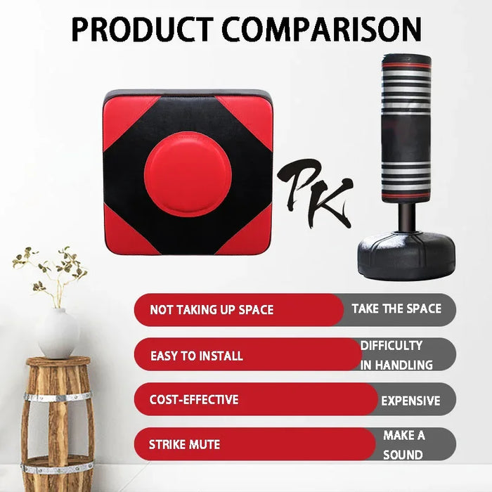 Boxing Punch Target PU Leather Boxing Training Sandbag Adjustable Height Punching Bag Wall Punching Pad for Fitness Taekwondo