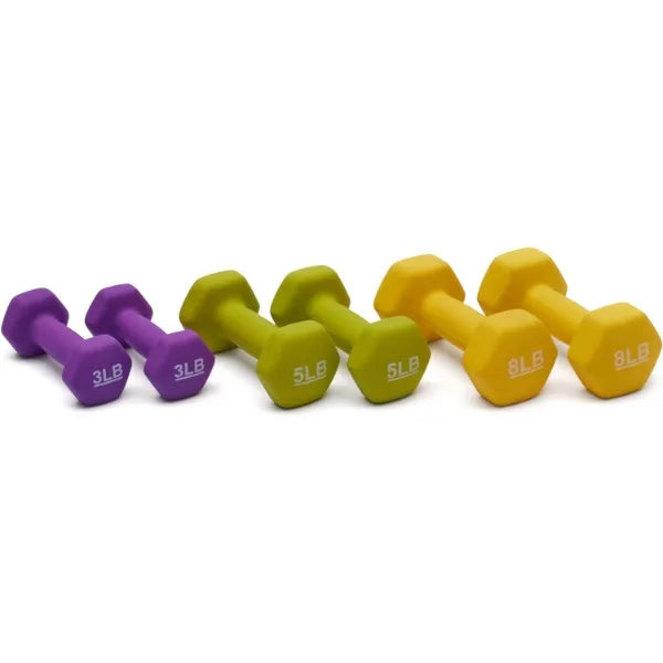 Amazon Basics Neoprene Coated Hexagon Workout Dumbbell Hand Weight Set