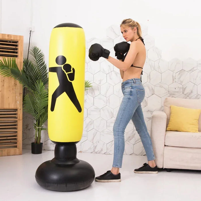 Inflatable Punching Bag for Kids and Adults 63" High Boxing Blow Up Bop Bag Freestanding Punch Bag Gift Set