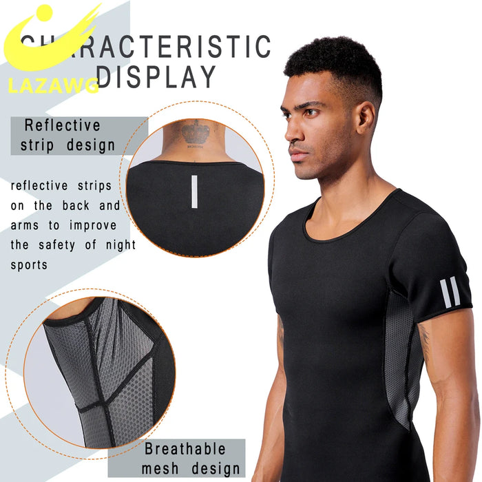 LAZAWG Men Sauna Sweat Vest and Shorts Body Shaper Slimming Shirt Neoprene Shapewear Waist Trainer Workout Top Pant Weight Loss