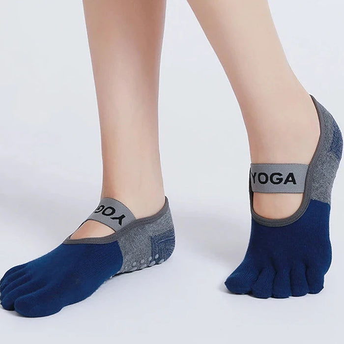 1 Pair Yoga Sports Socks Anti-slip Breathable Cotton Pilates Socks Sweat Absorbing Dance Sock Fitness Dancing Fingers Footwear