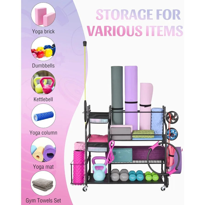 Weight Rack for Dumbbells, Home Gym Storage for Yoga Mat Dumbbells Kettlebells and Strength Training Equipment