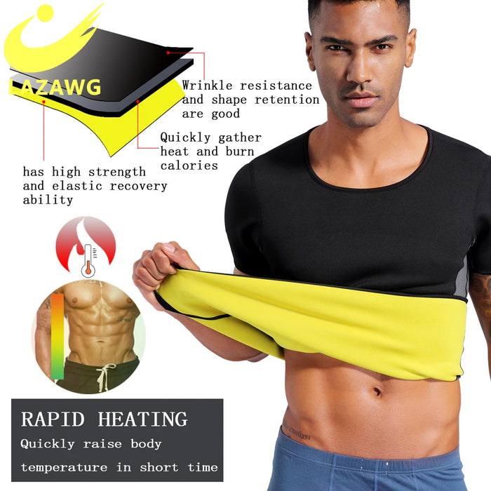 LAZAWG Men Sauna Sweat Vest and Shorts Body Shaper Slimming Shirt Neoprene Shapewear Waist Trainer Workout Top Pant Weight Loss