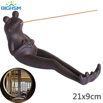 Frog Incense Stick Holder Ceramic Insence Burner Ash Catcher, Incense Stand Frog Sculpture Ornament for Aromatherapy/Yoga