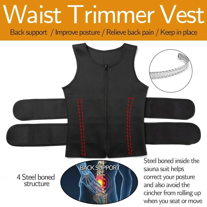 Tank Trainer Shirt Men Fat Sauna Vest Waist Sweat Workout Shaper Body Burner Tops Undershirt Shapewear Slimming Compression