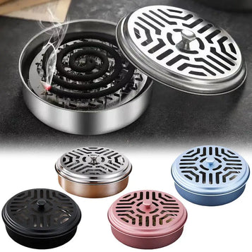 Mosquito Coil Box Portable Mosquito Coil Holder Stainless Incense Round Box Sawtooth Burner Box Mesh Plate Mosquito Coil St X2Y5