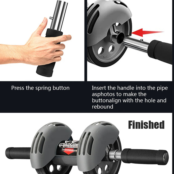 AB Roller Sport Abdominal Wheel Exercise Equipment Workout Muscle Trainer Weight Barbell Push-Up Roller Nonoise Home Gym Fitness
