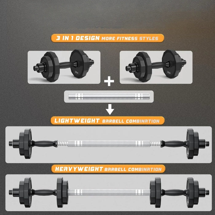 Weights Dumbbells Set, Adjustable Dumbbell Sets 22Lbs 44Lbs 66Lbs 88Lbs with Solid Steel, Barbell Free Weight Set with Connector