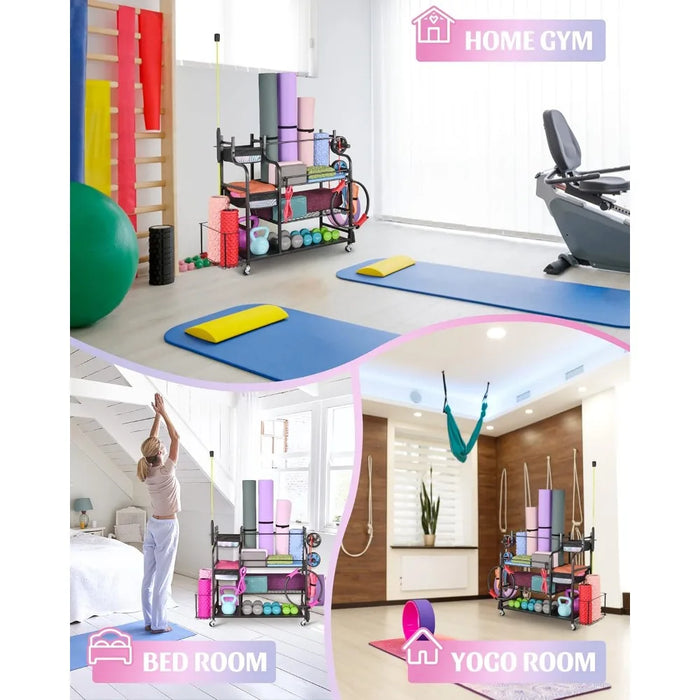 Weight Rack for Dumbbells, Home Gym Storage for Yoga Mat Dumbbells Kettlebells and Strength Training Equipment