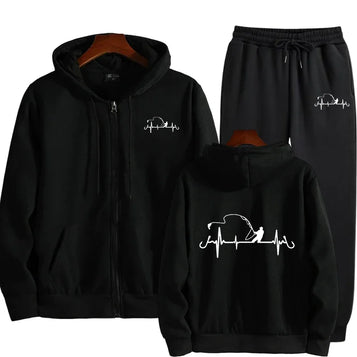 Men's tracksuit sweatshirt with zip-up hoodie and sports pants