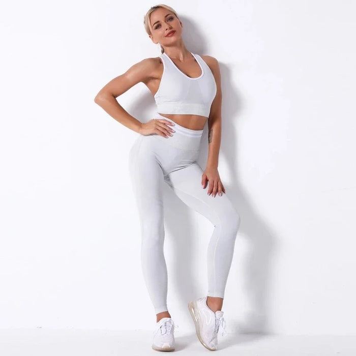 Fitness Sports Suits Yoga Bra High Waist Running Leggings Workout Pants Womens GYM Clothing Apparel