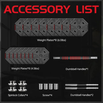 Adjustable Weights Dumbbells Set,3 in 1 Adjustable Weights Dumbbells Barbell Set, Home Fitness Weight Set Gym Workout