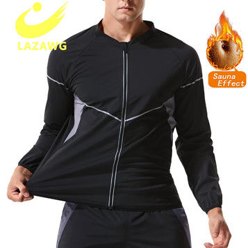 LAZAWG Body Shaper Sauna Tops Waist Trainer Men Zipper Gym Vest Fat Burner Workout Slimming Shirt Sweat Thermal Suit Weight Loss