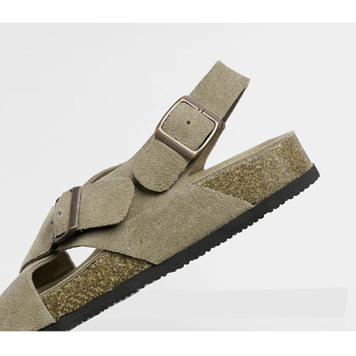 Fashion Women's Suede Mules Slippers Women Clogs Cork Insole Sandals with Arch Support Outdoor Beach Slides Summer Women Shoes