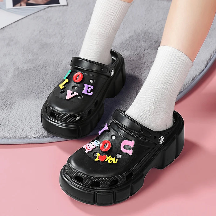 Summer Women Slippers 6cm Platform Sandals Outdoor Clogs Street Beach Slippers Massage Indoor Home Bathroom Slides Flip Flops 43