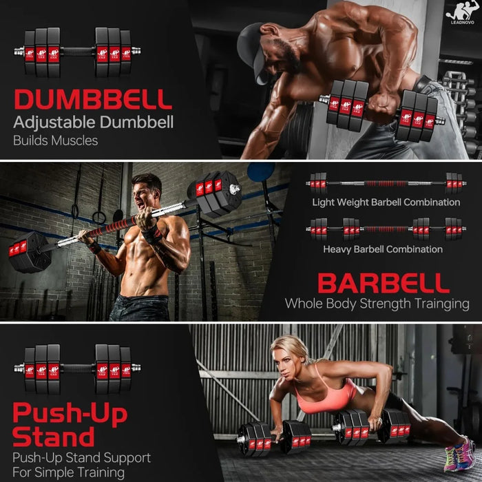 Adjustable Weights Dumbbells Set,3 in 1 Adjustable Weights Dumbbells Barbell Set, Home Fitness Weight Set Gym Workout
