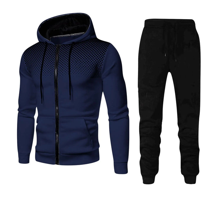 Back design of men's camouflage hoodie and sweatpants set