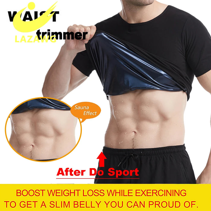 LAZAWG Body Shaper Sauna Tops Waist Trainer Men Zipper Gym Vest Fat Burner Workout Slimming Shirt Sweat Thermal Suit Weight Loss