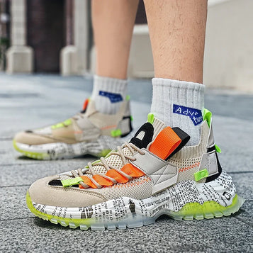 Fashion Mens Vulcanized Shoes Rubber Outsole 2024 Spring New Men Sports Sneakers Comfortable Anti Slip Man Footwear Thick Bottom