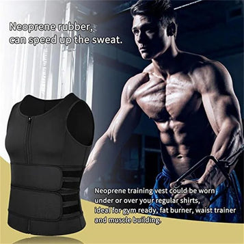 Men Body Shaper Sauna Vest Waist Trainer Double Belt Sweat Shirt Corset Top Abdomen Slimming Shapewear Fat Burn Fitness Top