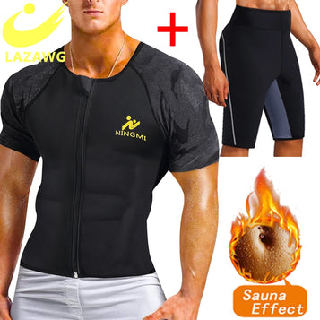 LAZAWG Neoprene Sweat Vest for Men Waist Trainer Tops Slimming Workout Body Shaper Weight Loss Sauna Pants Suit Fat Burn Shapers
