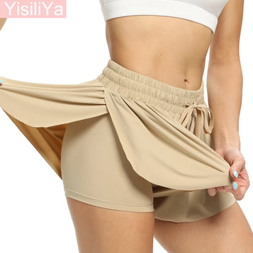 Gym Dress Women Summer Yoga Shorts Sports Skirt for Comfortable Fabric Pocket Design Sexy Butterfly Skirt Athletics Apparel 2in1