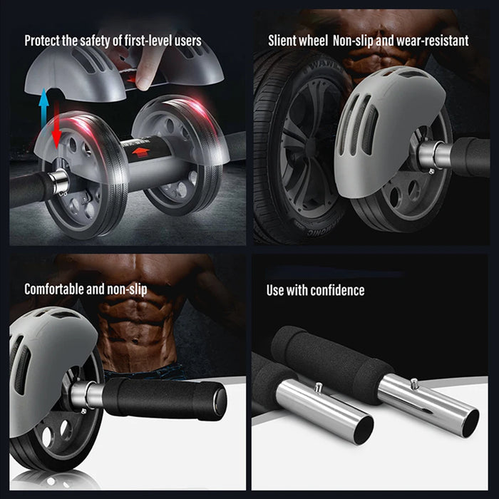 AB Roller Sport Abdominal Wheel Exercise Equipment Workout Muscle Trainer Weight Barbell Push-Up Roller Nonoise Home Gym Fitness
