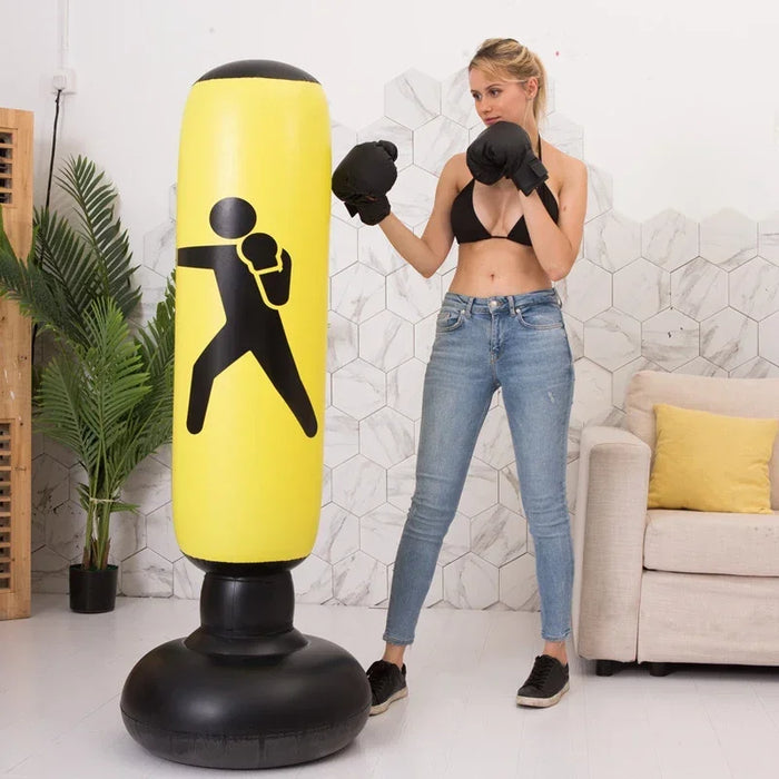 Inflatable Punching Bag for Kids and Adults 63" High Boxing Blow Up Bop Bag Freestanding Punch Bag Gift Set