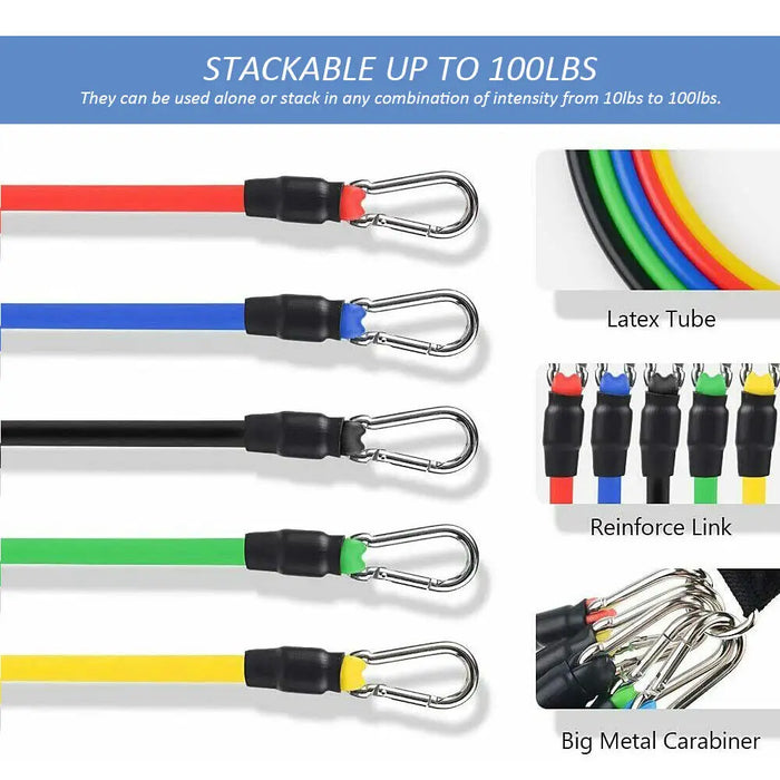 11Pcs/Set Resistance Bands Home Strength Training Pull Rope Yoga Tension band
