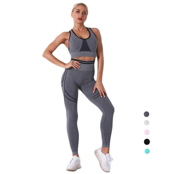 Fitness Sports Suits Yoga Bra High Waist Running Leggings Workout Pants Womens GYM Clothing Apparel