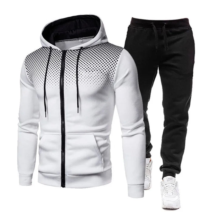 Back design of men's camouflage hoodie and sweatpants set