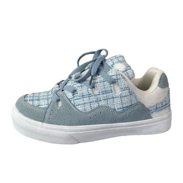 2023 Vintage Elegant Shoes for Women Casual Light Blue Fashion Niche Patchwork Sports Sneakers Platform Ladies Chic Footwear